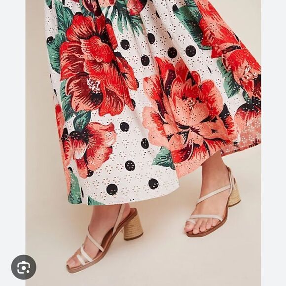 Farm Rio Riviera Eyelet Maxi Dress Anthropologie Riviera Red Floral - Picture 5 of 15